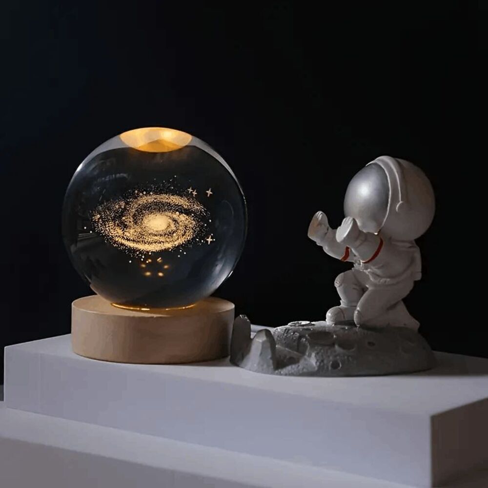 3D Color-Changing Outer Space Galaxy Crystal Ball Small Night Light